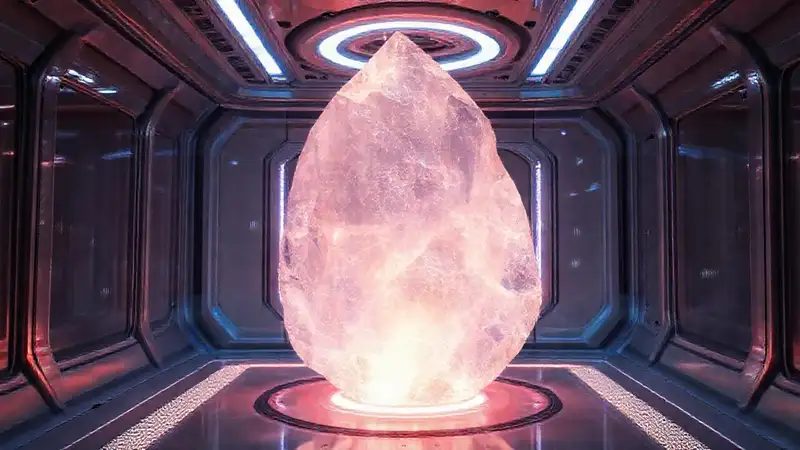 Cristal luminoso en cámara futurista y segura