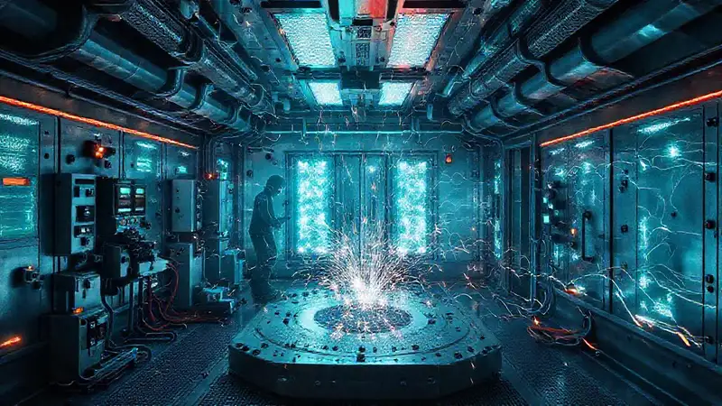 Campo energético en cámara de seguridad futurista