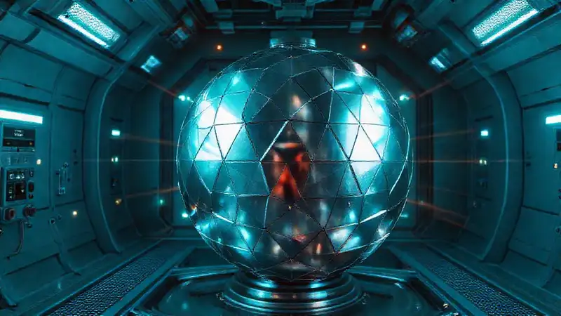 Esfera metálica en cámara de alta tecnología
