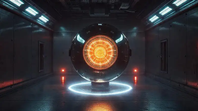 Esfera metálica con energía y atmósfera misteriosa