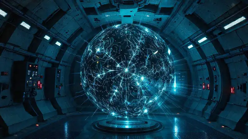 Esfera metálica misteriosa en cámara subterránea