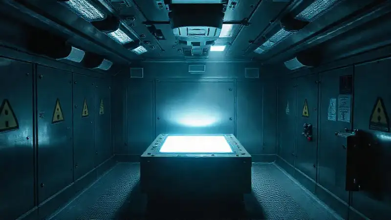 Habitación segura con objeto misterioso y sensores