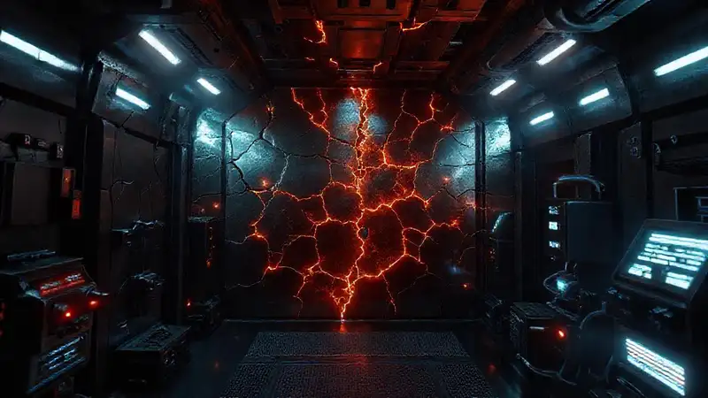 Artefacto metálico con distorsiones y emisiones energéticas