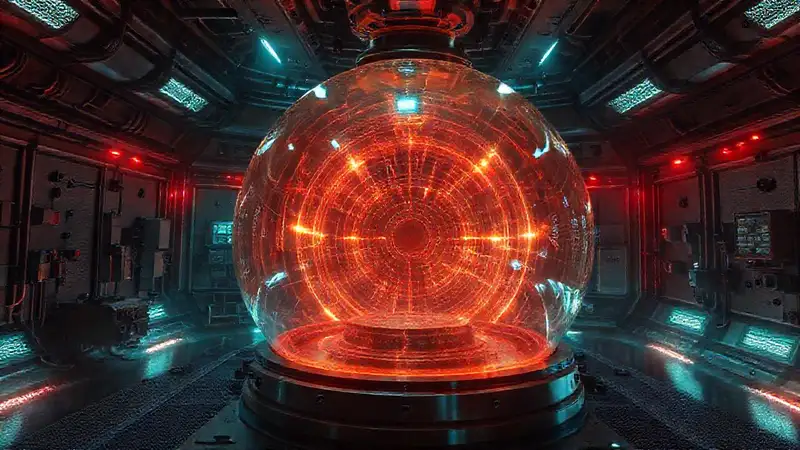 Cámara futurista con estructura y luces misteriosas