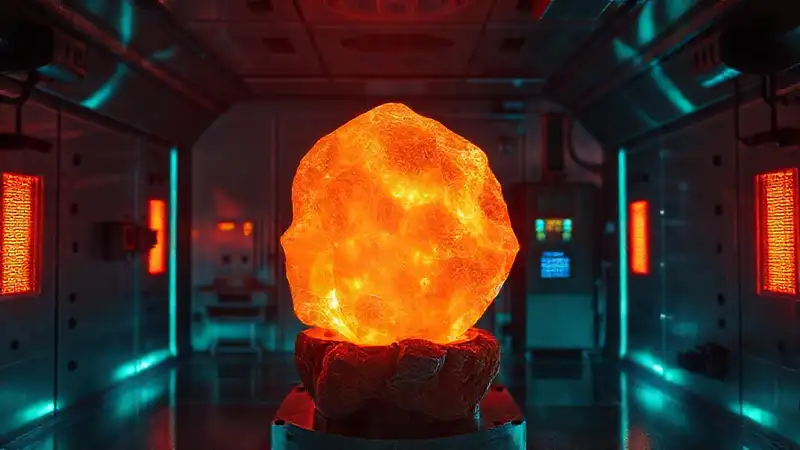 Cristal translúcido con energía en laboratorio