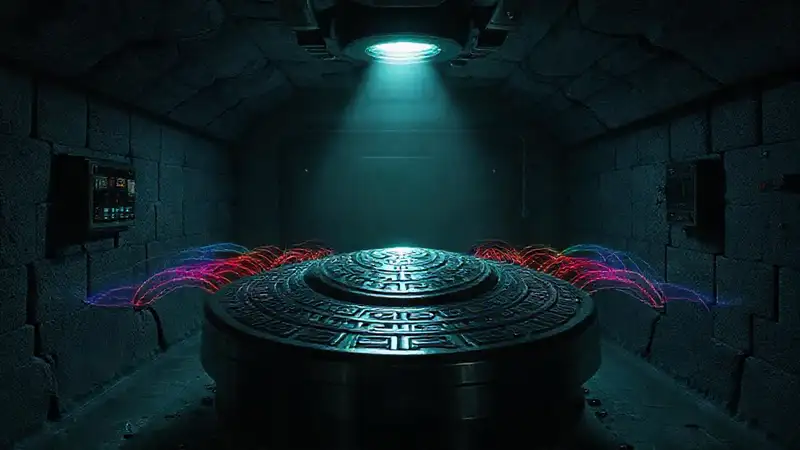 Sala de contención secreta con objeto misterioso