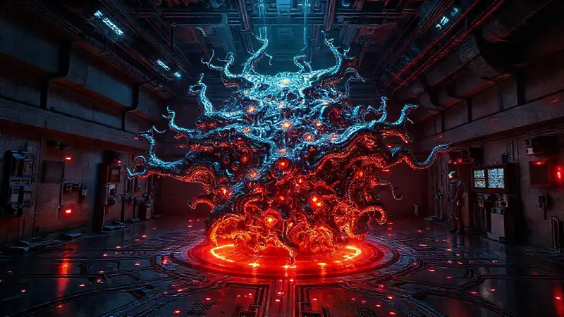 Estructura metálica fractal en entorno de alta seguridad