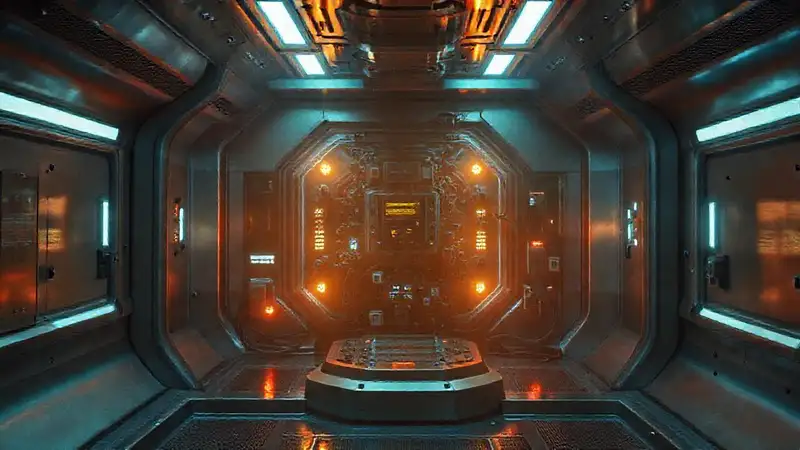 Cápsula futurista misteriosa con tecnología avanzada