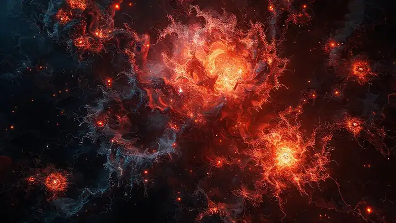 Patrones fractales y luz enigmática misteriosa