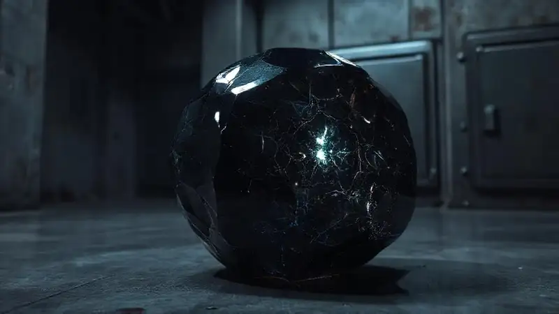 Cristal oscuro misterioso en recámara secreta