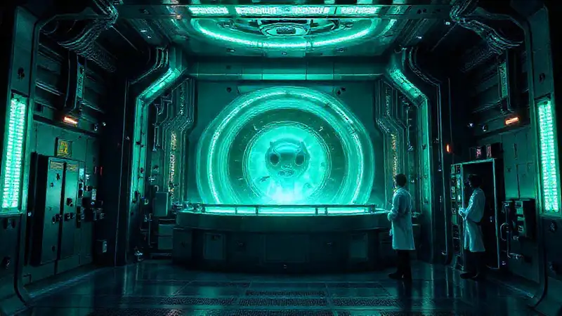 Cámara de contención futurista, energía misteriosa segura