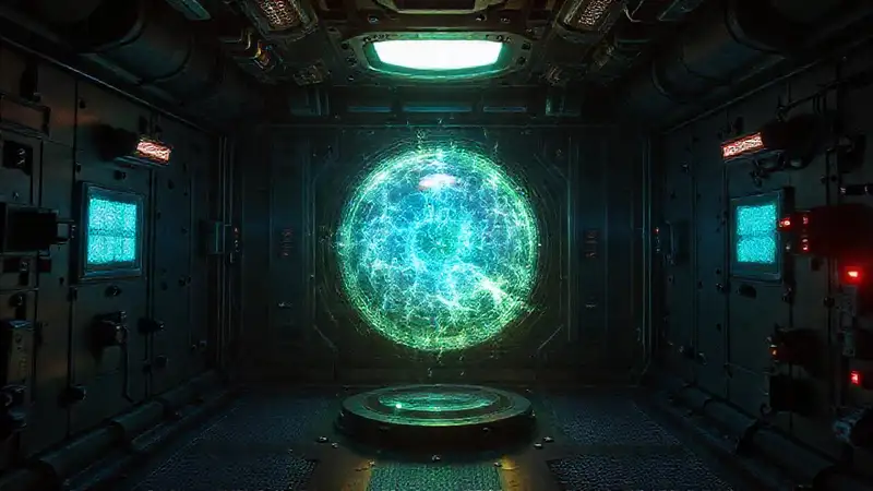 Orbe de energía mística en contención futurista
