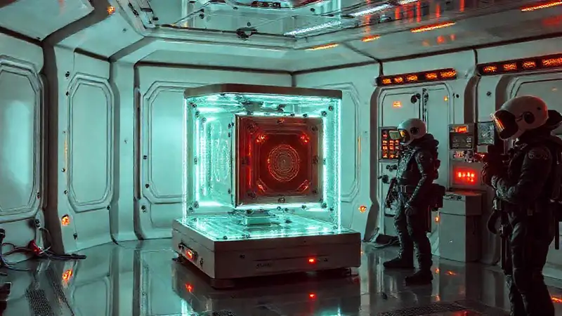 Cámara de contención futurista y vigilada