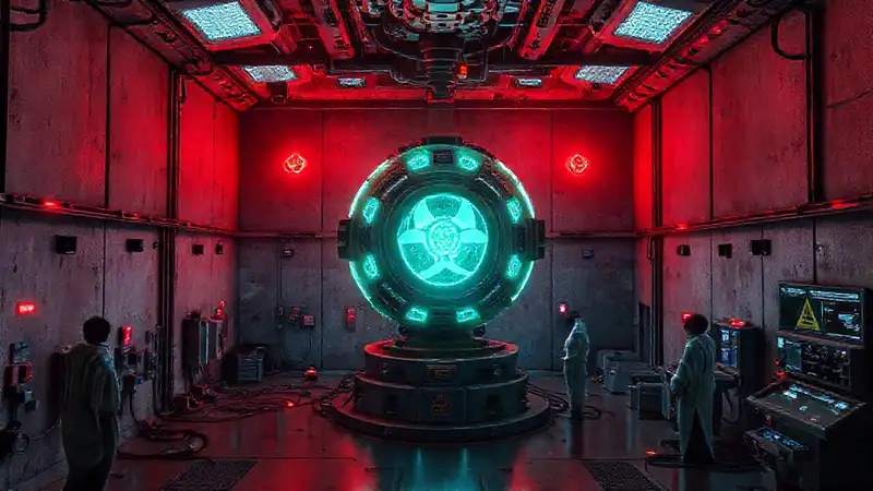Esfera energética en laboratorio seguro y vigilado