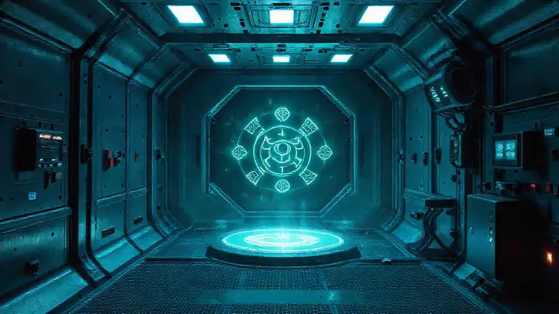 Cámara de contención metálica con energía misteriosa