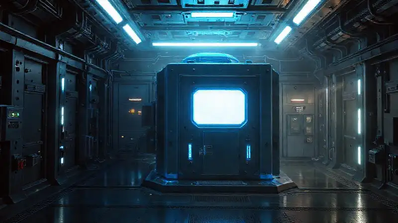 Fábrica futurista de alta seguridad y misterio