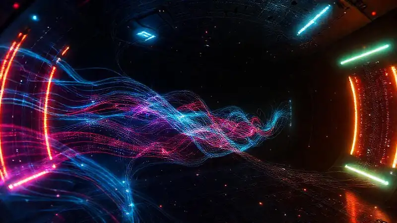 Campo electromagnético en contenedor futurista y peligroso