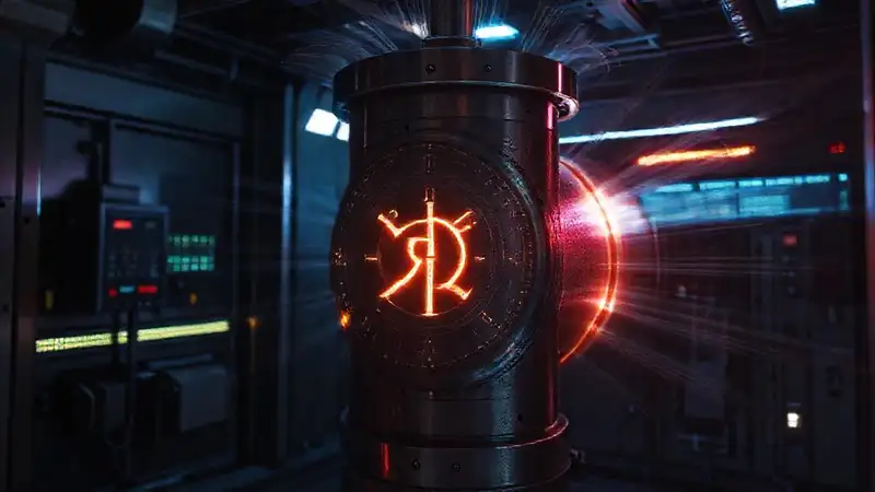 Objeto metálico misterioso en entorno futurista seguro