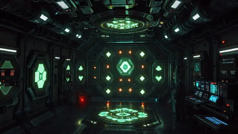 Sala de contención con tecnología avanzada y peligro