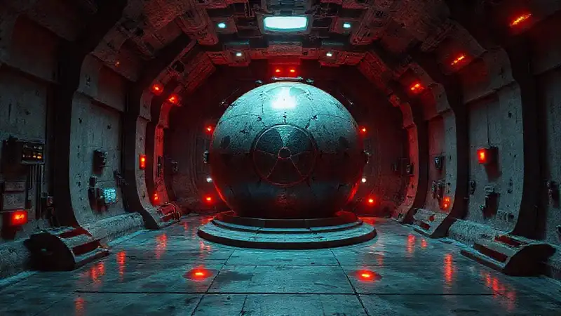 Esfera misteriosa en ambiente futurista y peligroso