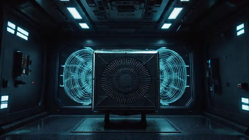 Objeto metálico fractal en cámara de seguridad