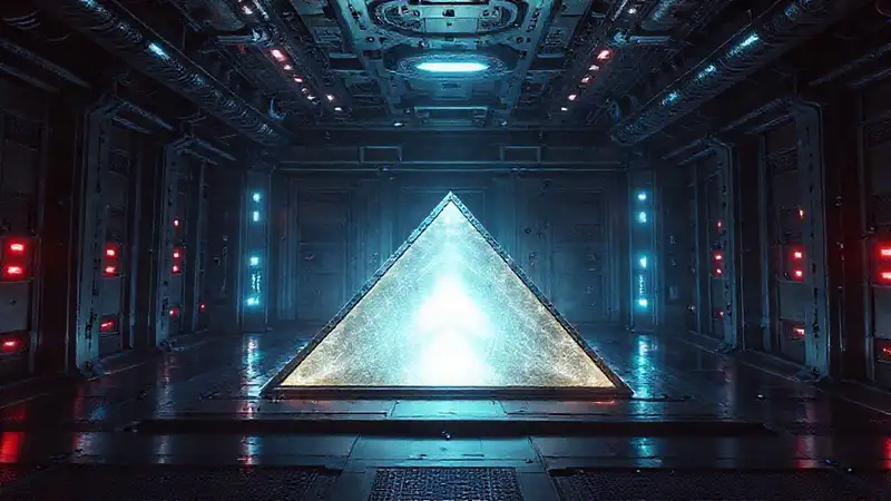 Piramide metálica con energía y seguridad avanzada