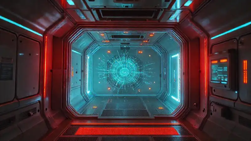 Cámara futurista de contención con aura misteriosa