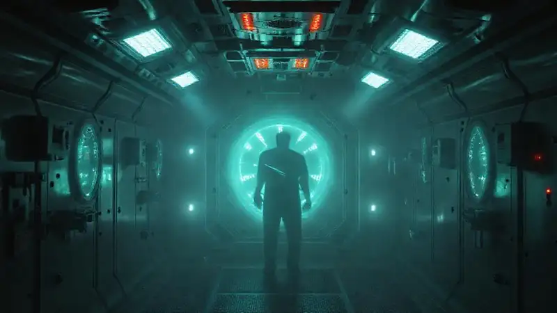Cámara futurista con energía y misterio controlados
