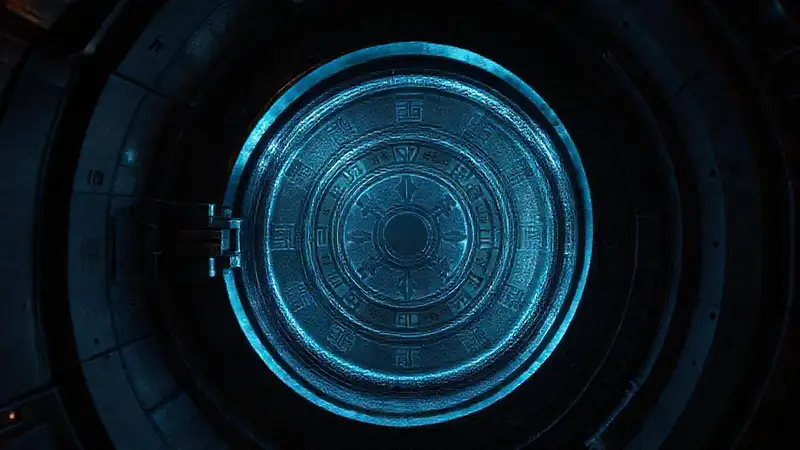 Contenedor seguro con objeto misterioso y protector