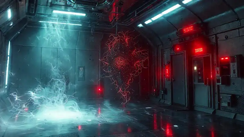 Estructura misteriosa y futurista de seguridad avanzada