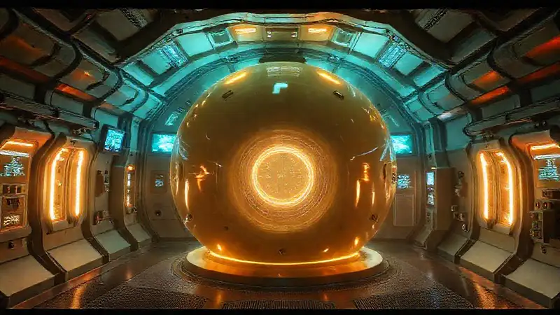 Cámara futurista con tecnología avanzada y misteriosa