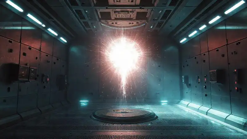 Campo electromagnético misterioso en cámara futurista