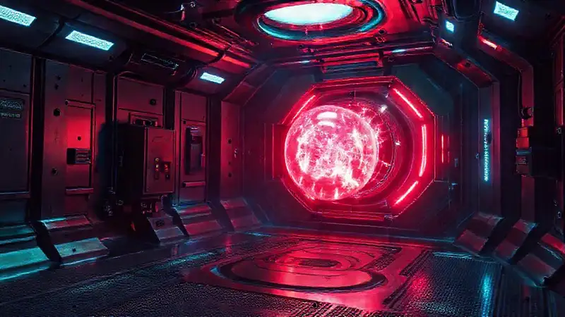 Cámaras futuristas con esfera de plasma brillante