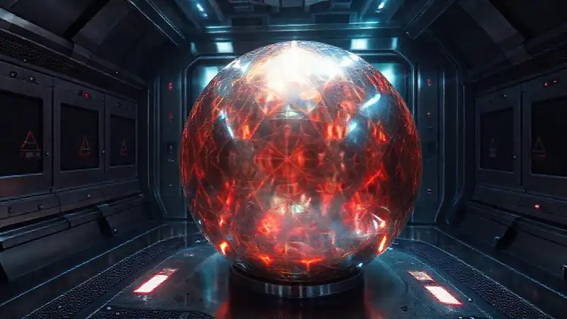 Cilindro metálico misterioso en ambiente de alta tecnología