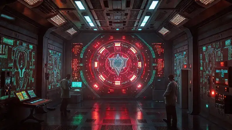 Habitación segura con anomalía y tecnología avanzada
