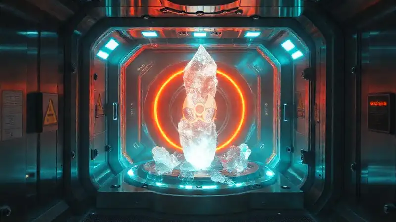 Cápsula segura con cristal, advertencias y luz