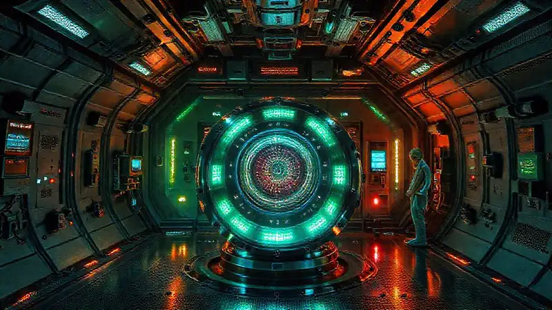 Camión de contención con objeto misterioso brillante