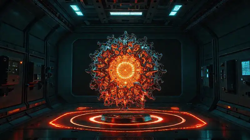 Esfera fractal metálica en campo electromagnético