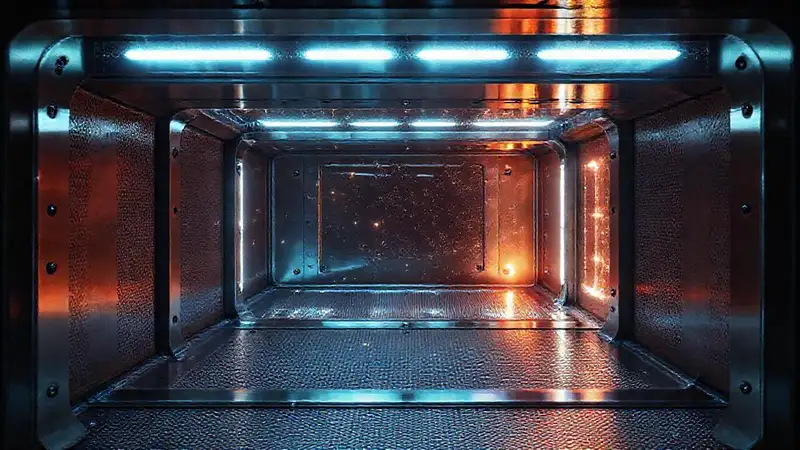 Contención metálica con efecto interdimensional brillante