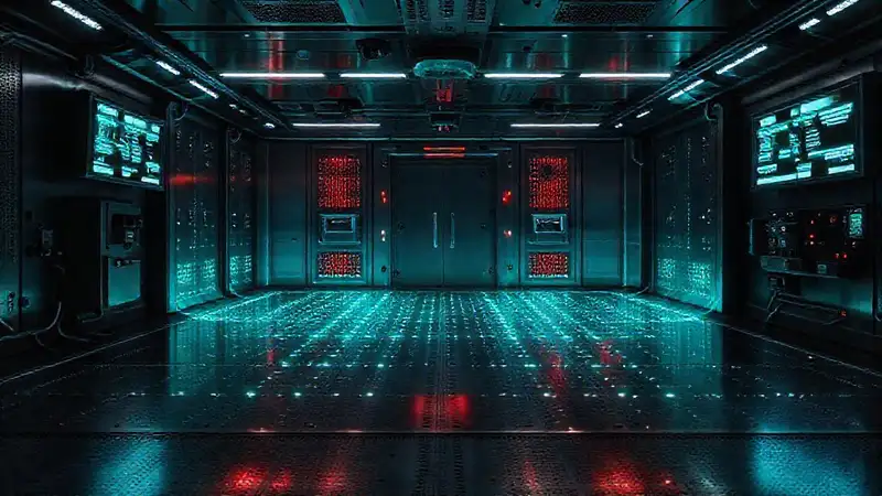 Habitación de seguridad con tecnología futurista avanzada