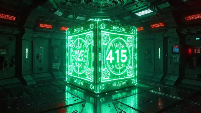 Cubo mágico en cámara futurista y misteriosa