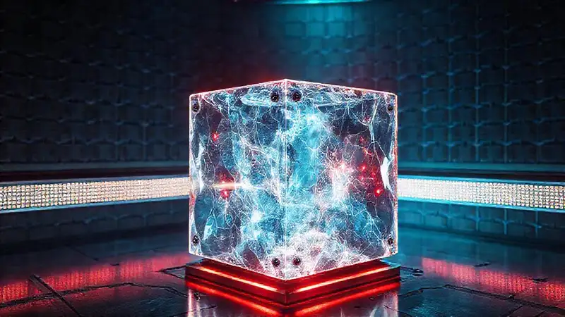 Cubos cristalinos con seguridad futurista y misteriosa
