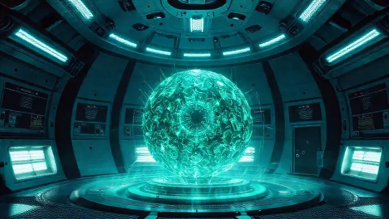 Cúpula futurista, esfera fractal y monitoreo