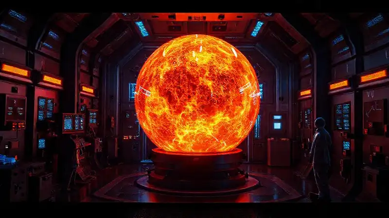 Esfera energética en cámara futurista de seguridad
