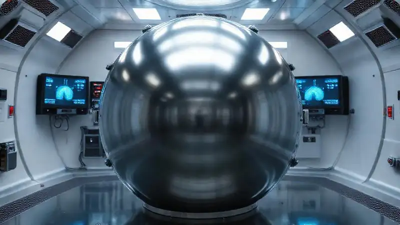 Esfera metálica en entorno de alta seguridad