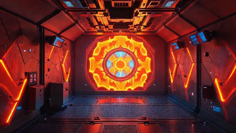 Patrón fractal en contenedor de alta seguridad