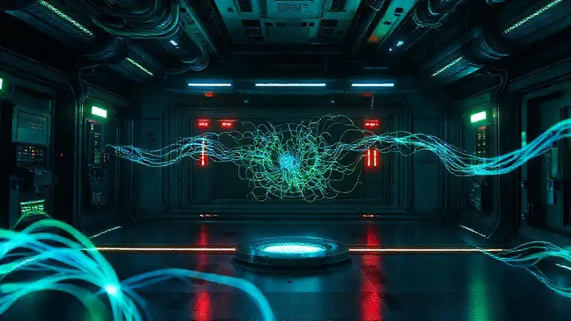 Cámara futurista con sistemas de seguridad avanzados