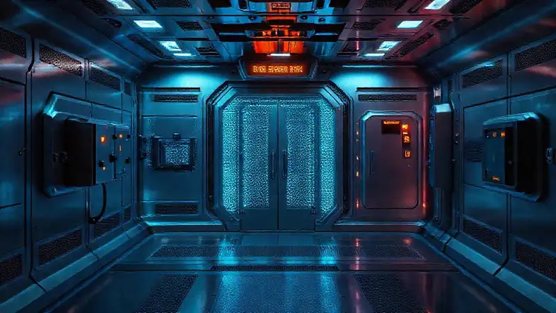 Cámara futurista con seguridad y energía brillante