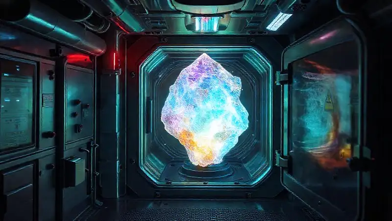 Cristal luminoso en cámara de contención segura