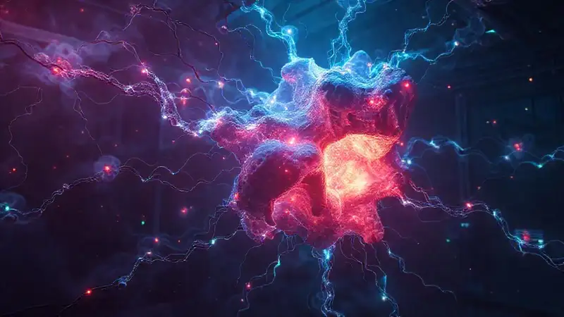 Red de energía con estructura orgánica luminosa